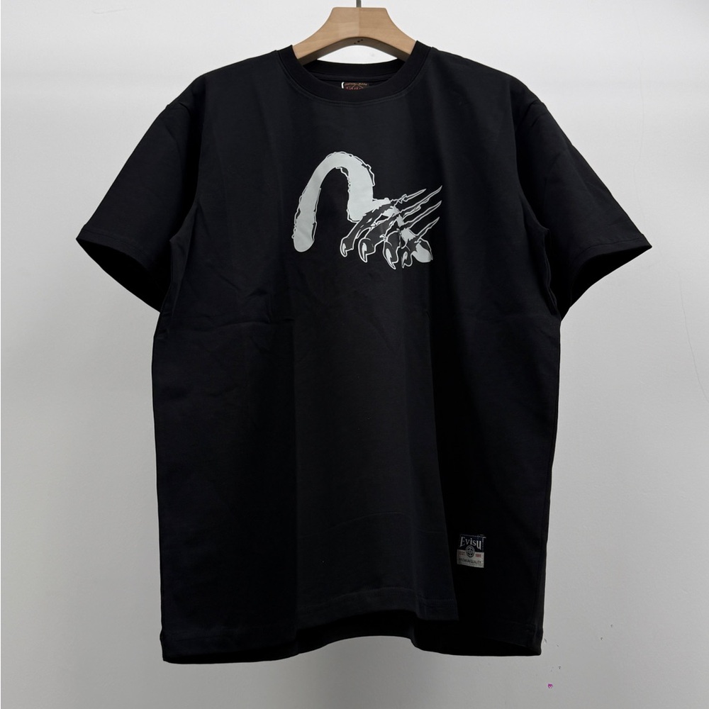 Evisu Black Tee with White Claw Graphic